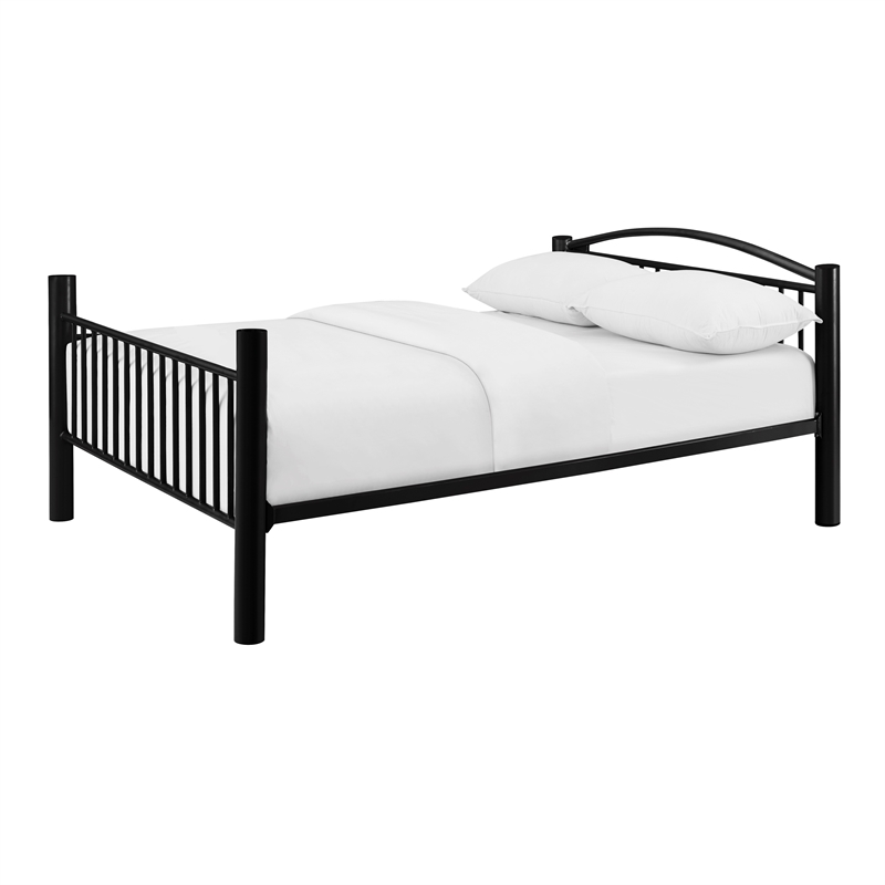 Bowery Hill Modern Metal Full Over Full Bunk Bed Attached Ladder in Black