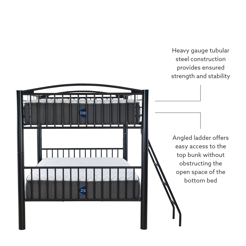 Bowery Hill Modern Metal Full Over Full Bunk Bed Attached Ladder in Black