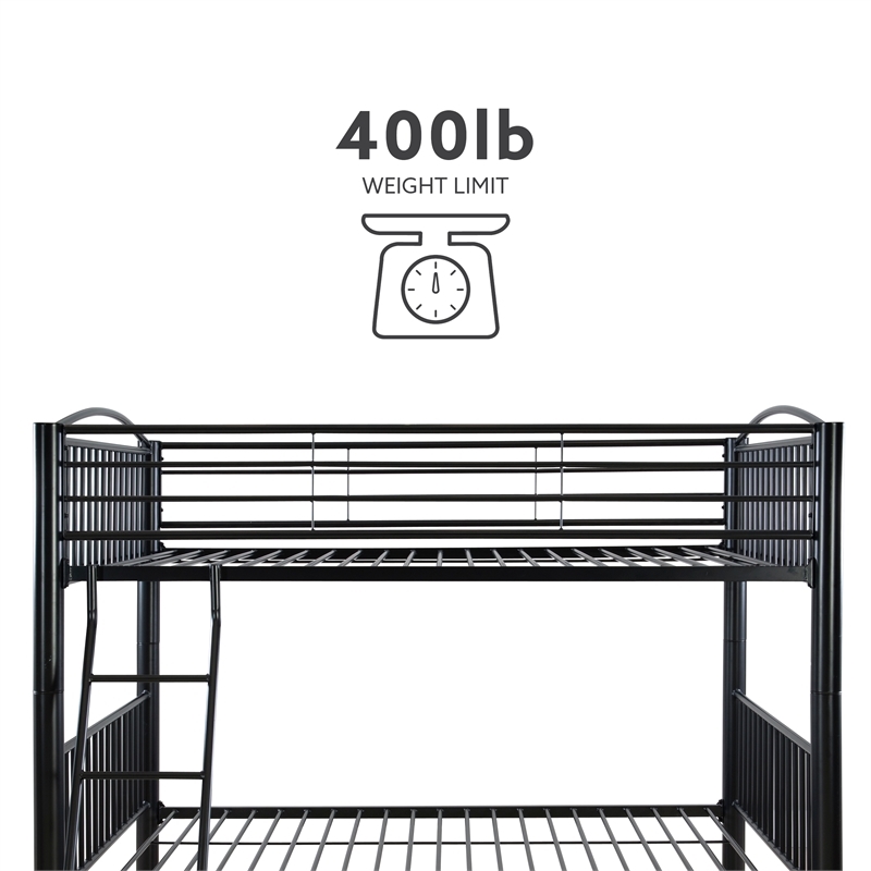 Bowery Hill Modern Metal Full Over Full Bunk Bed Attached Ladder in Black