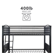 Bowery Hill Modern Metal Full Over Full Bunk Bed Attached Ladder in Black