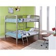 Bowery Hill Traditional Metal Full Over Full Bunk Bed Attached Ladder in Pewter