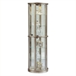 Bowery Hill Solid Wood and Glass Door Curio in Sparkling Platinum Finish