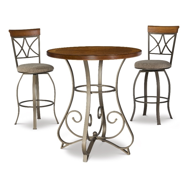 Bowery Hill 3-Piece Pub Set in Brushed Faux Medium Cherry Wood