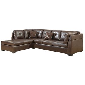 MER-757 Bowery Hill Leather Left Facing Sectional Sofa with Chaise