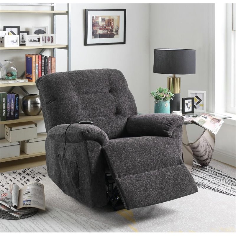 Bowery Hill Power Lift Recliner in Gray and Black Cymax Business