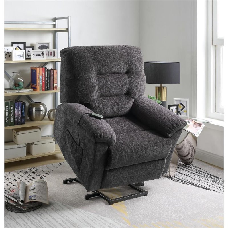 Bowery Hill Power Lift Recliner in Gray and Black BH429011