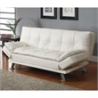 Bowery Hill Faux Leather Sleeper Sofa in White and Chrome