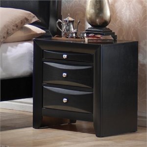 bowery hill 2 drawer nightstand with tray in black and silver