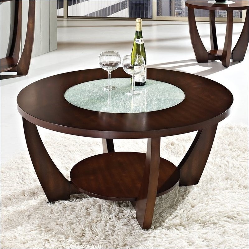 Bowery Hill Hardwood Cherry Cocktail Table Round Durable 40