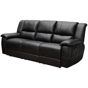 bowery hill faux leather reclining sofa with pillow arms in black