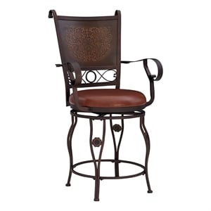 Bowery Hill 24&quot Traditional Metal Stamped Back Swivel Counter Stool in Bronze