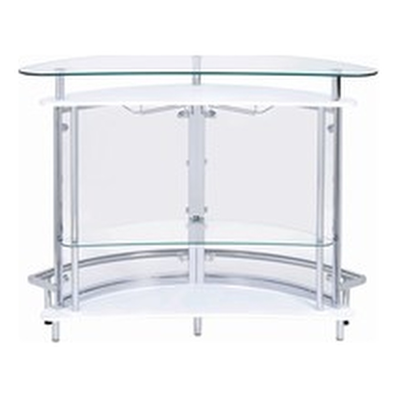 Bowery Hill Metal Contemporary Home Bar Unit with Clear Acrylic Front in White