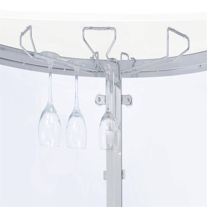 Bowery Hill Metal Contemporary Home Bar Unit with Clear Acrylic Front in White