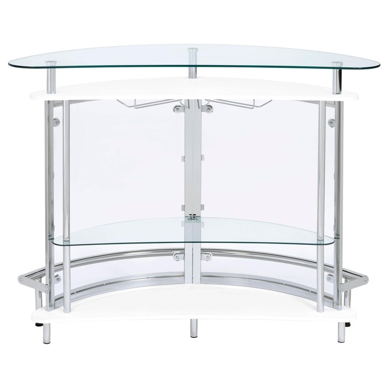 Bowery Hill Metal Contemporary Home Bar Unit with Clear Acrylic Front in White