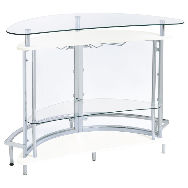 Bowery Hill Metal Contemporary Home Bar Unit with Clear Acrylic Front in White
