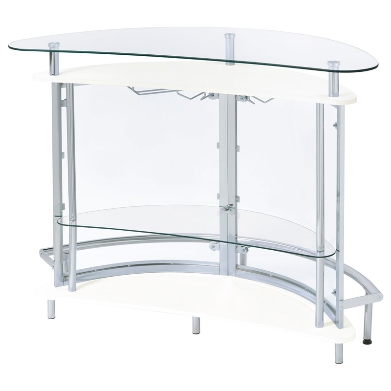 Bowery Hill Metal Contemporary Home Bar Unit with Clear Acrylic Front in White