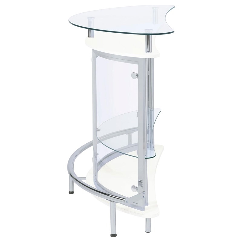 Bowery Hill Metal Contemporary Home Bar Unit with Clear Acrylic Front in White
