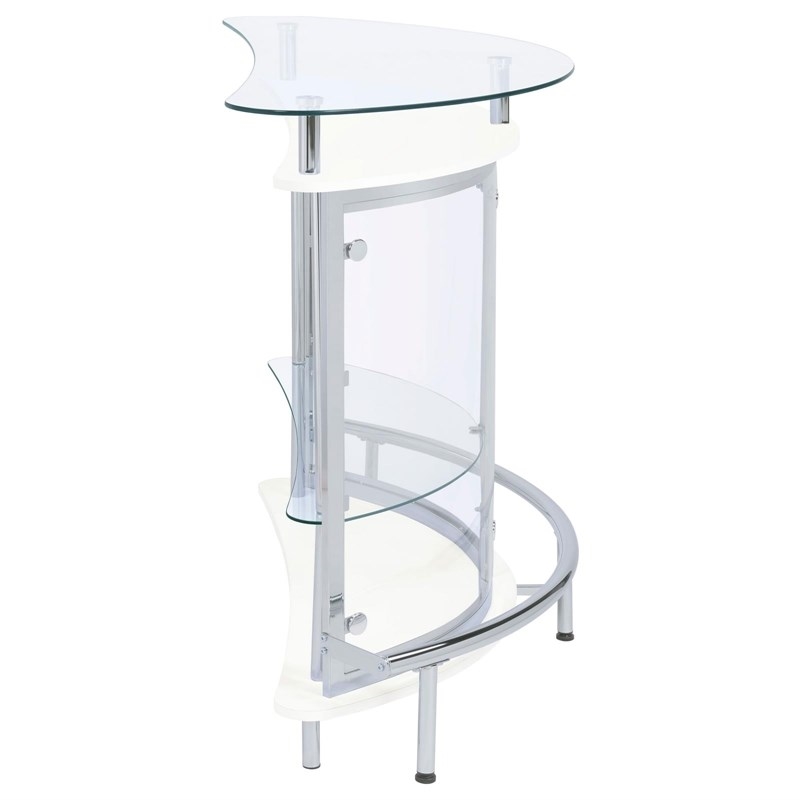 Bowery Hill Metal Contemporary Home Bar Unit with Clear Acrylic Front in White