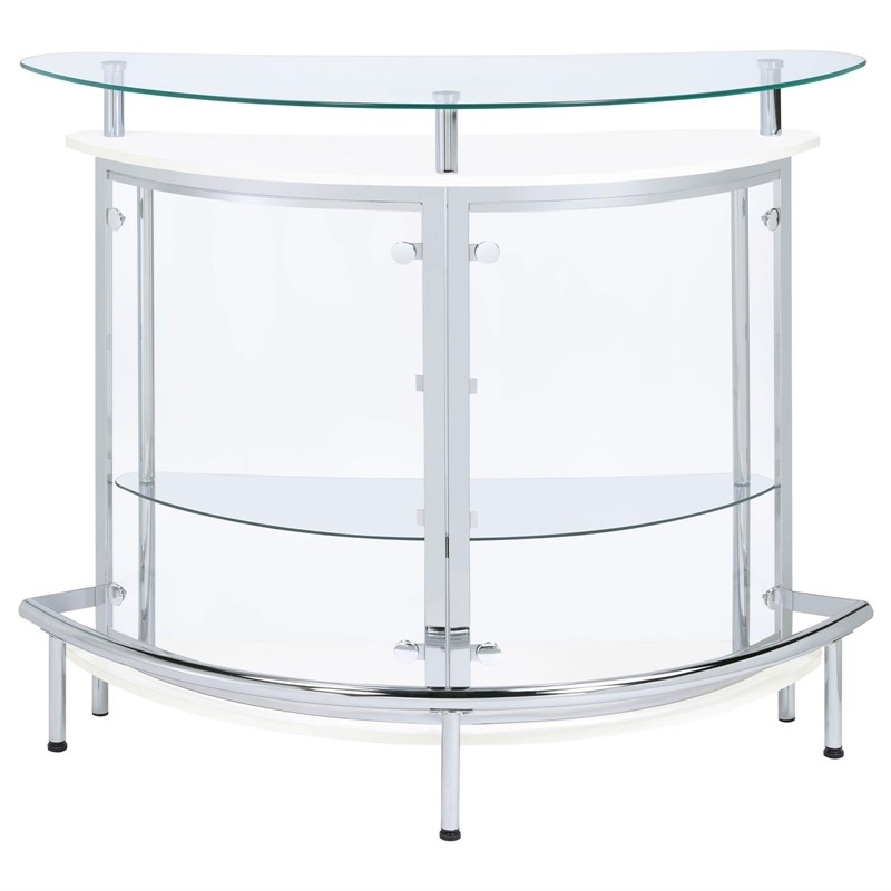 Bowery Hill Metal Contemporary Home Bar Unit with Clear Acrylic Front in White