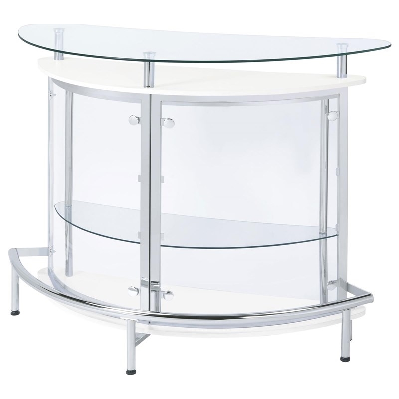 Bowery Hill Metal Contemporary Home Bar Unit with Clear Acrylic Front in White