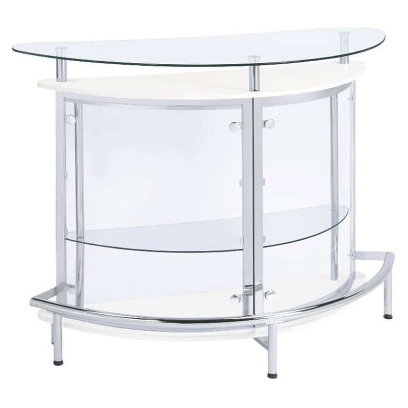 Bowery Hill Metal Contemporary Home Bar Unit with Clear Acrylic Front in White