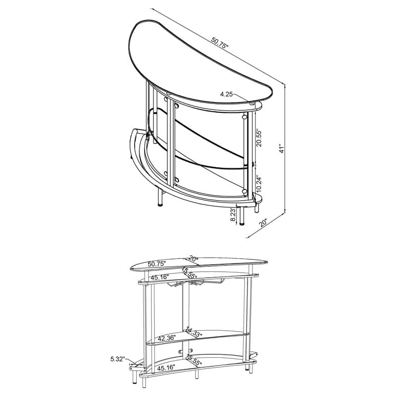Bowery Hill Metal Contemporary Home Bar Unit with Clear Acrylic Front in White