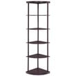 Bowery Hill 5 Shelf  Wooden Corner Bookshelf Bookcase in Mahogany