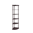 Bowery Hill 5 Shelf  Wooden Corner Bookshelf Bookcase in Mahogany