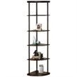 Bowery Hill 5 Shelf  Wooden Corner Bookshelf Bookcase in Mahogany
