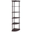 Bowery Hill 5 Shelf  Wooden Corner Bookshelf Bookcase in Mahogany