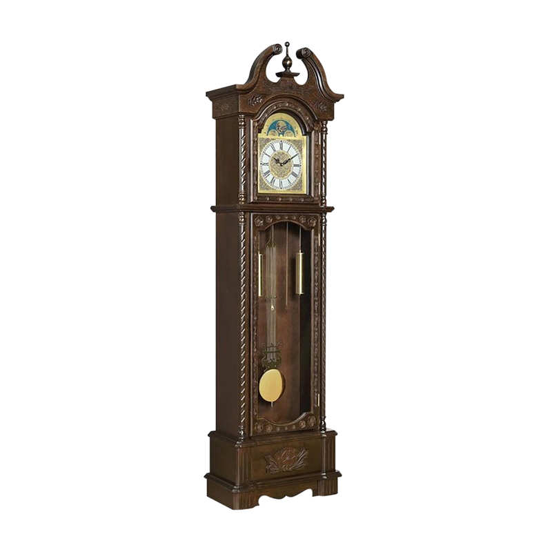 Bowery Hill Solid Wood Traditional Grandfather Clock in Golden Brown