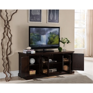 Bowery Hill Bronze Glass 60&quot TV Stand in Chocolate Cherry