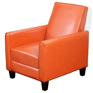 bowery hill leather recliner chair in orange