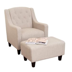 bowery hill arm chair and ottoman in beige