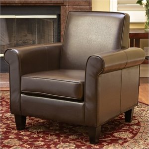 Bowery Hill Leather Club Chair in Brown