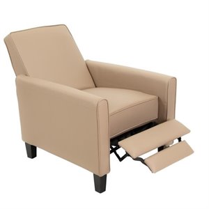 bowery hill leather recliner in camel tan