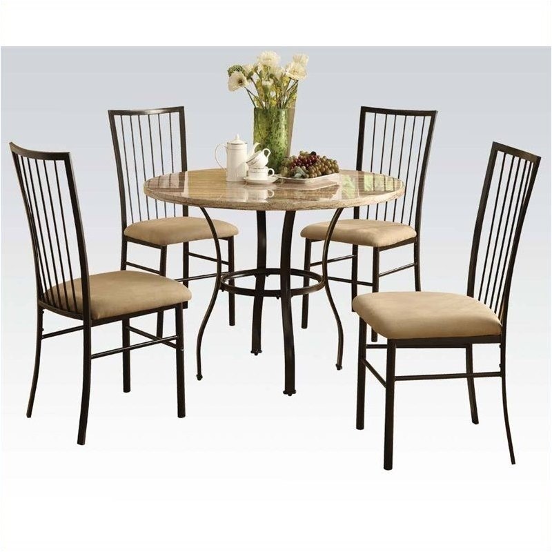 Bowery Hill 5 Piece Pack Dining Set in White - BH-497085