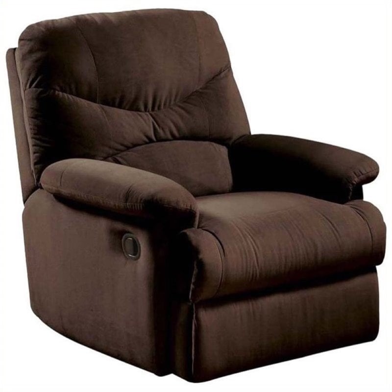 Bowery Hill Modern Microfiber/Wood Recliner in Chocolate/Brown