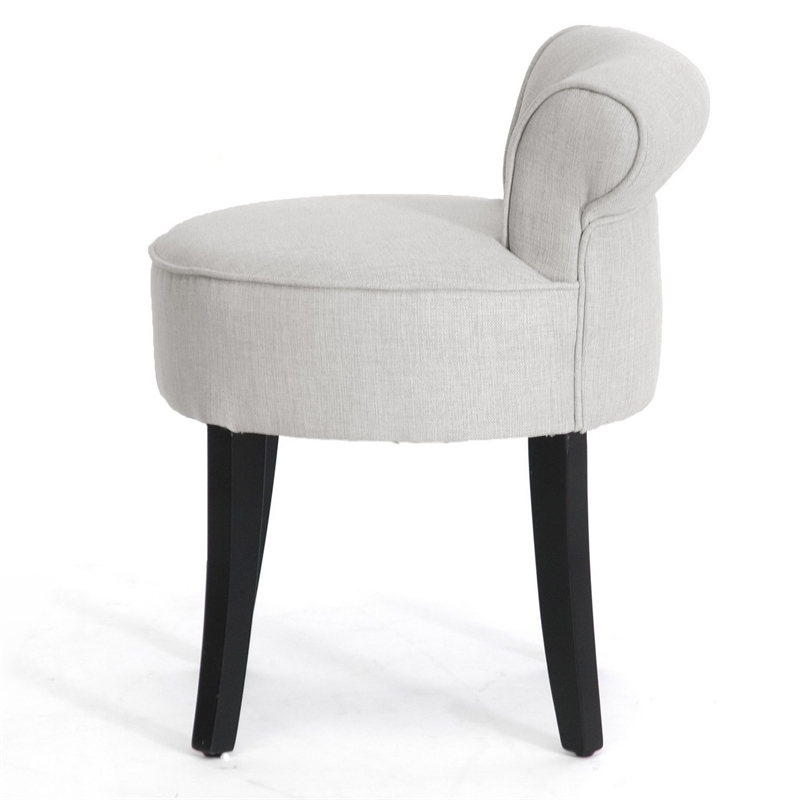Bowery Hill Contemporary Linen Fabric/Leather Lounge Stool in Beige