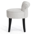 Bowery Hill Contemporary Linen Fabric/Leather Lounge Stool in Beige