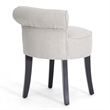 Bowery Hill Contemporary Linen Fabric/Leather Lounge Stool in Beige