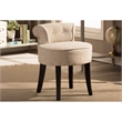 Bowery Hill Contemporary Linen Fabric/Leather Lounge Stool in Beige