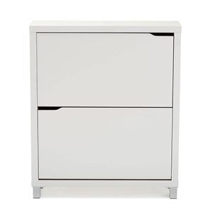 Bowery Hill Modern 2 Shelf Shoe Storage Cabinet in White