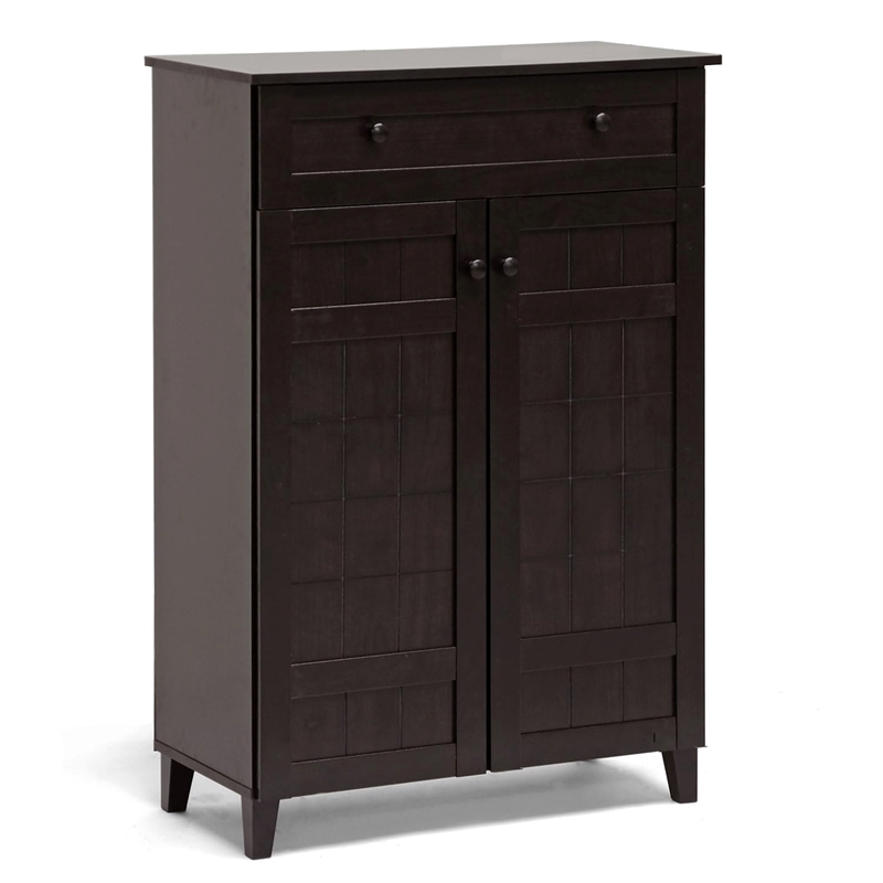Bowery Hill Tall Shoe Cabinet in Dark Brown