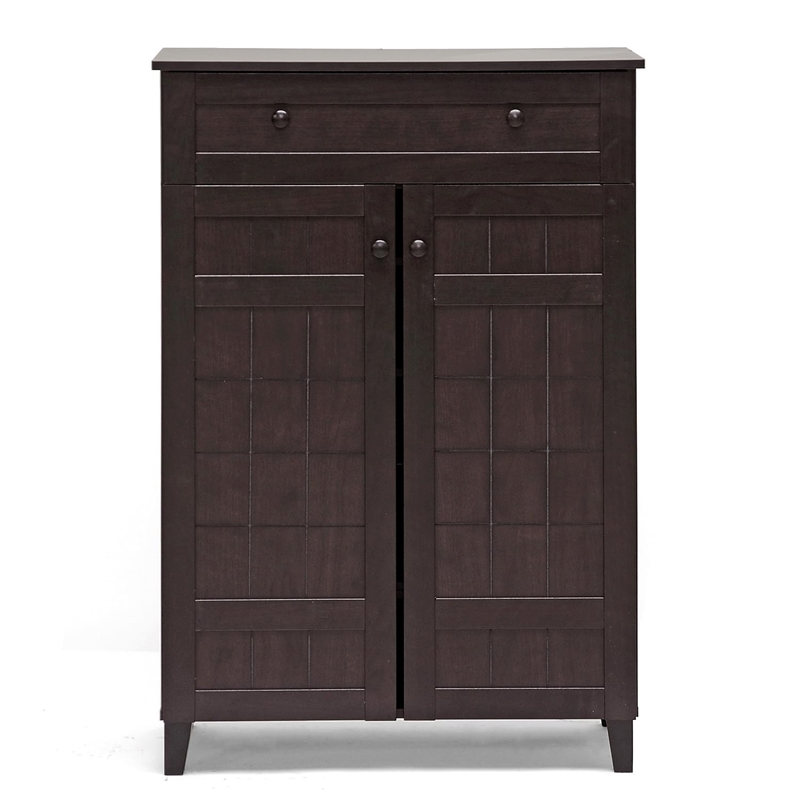 Bowery Hill Tall Shoe Cabinet in Dark Brown