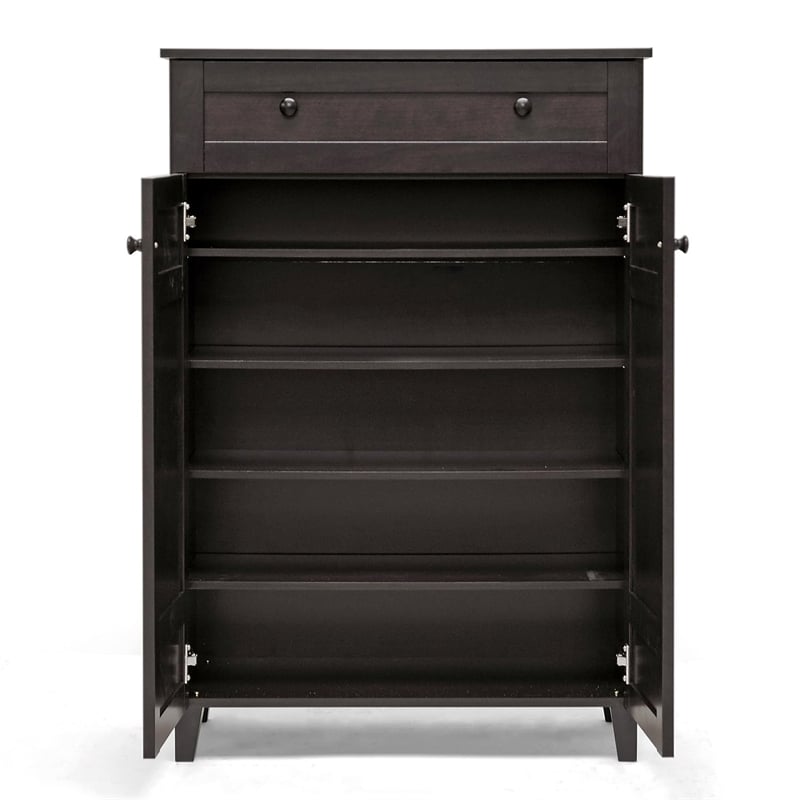 Bowery Hill Tall Shoe Cabinet in Dark Brown