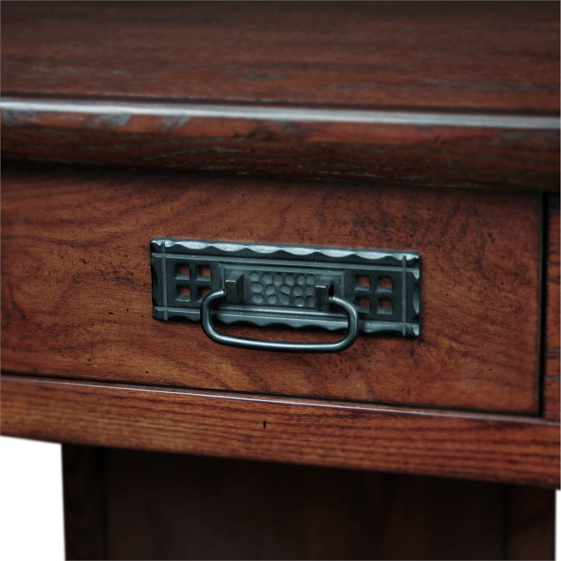 Bowery Hill Wood Oak Computer Desk Corner Pull Out Drawer 48