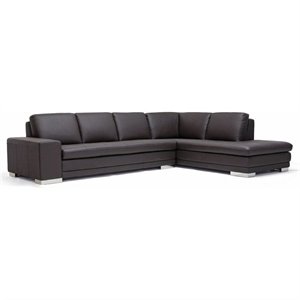 Bowery Hill Leather Sectional in Dark Brown