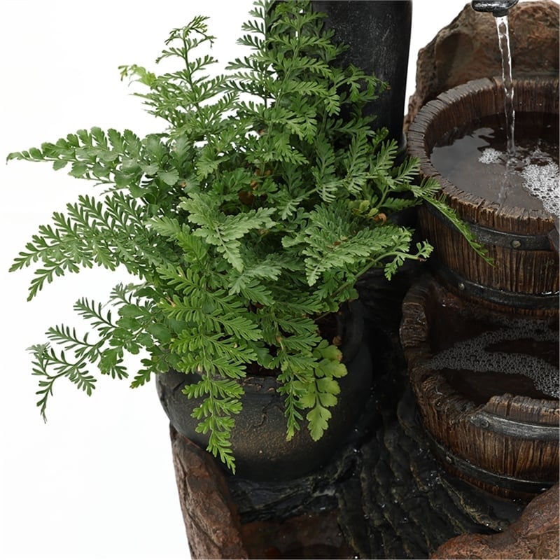 Bowery Hill Modern Resin Water Pump Cascading Water Fountain in Brown