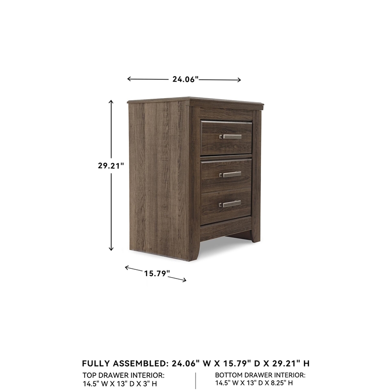 Bowery Hill Signature Design by 2-Drawer Nightstand in Dark Brown